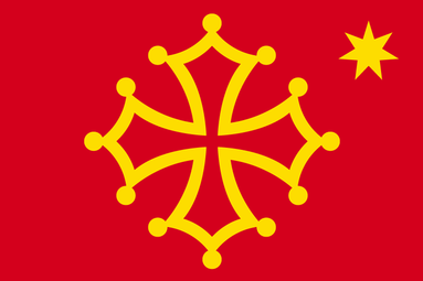 Drapeau occitan avec étoile à 7 branches (Drapèu occitan dab estela a sèt brancas)